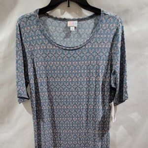 NWT Lularoe Julia Dress Faded Blue Fabric Size Large